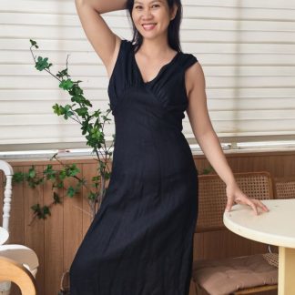 Sleeveless long vee neck dress
